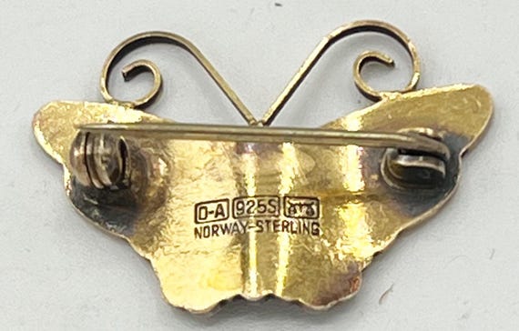 Vintage David-Andersen Red Enamel Butterfly Brooc… - image 5