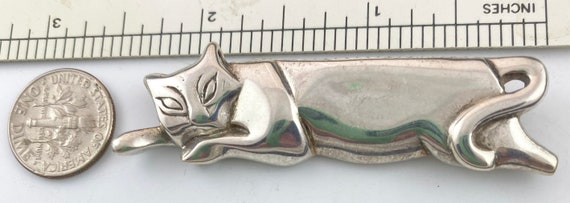 Vintage Sterling Silver Resting Sleek  Cat Broch/… - image 6