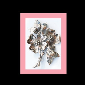 Danecraft Vintage Floral Cast Sterling Silver Large Brooch Signed