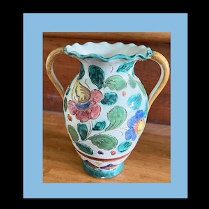 Vase Italy Hand-Painted Majolica  Mid Century