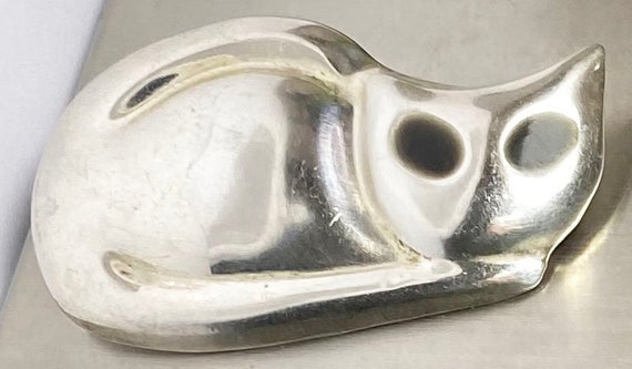 Mexican Cat Brooch  Solid 3 dimensional Sterling … - image 8
