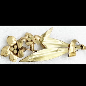 Vintage Floral Brooch Pin Sterling Silver with 12KT Gold Filled