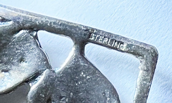 Sterling Silver Trumpet Flower Rectangular Framed… - image 10