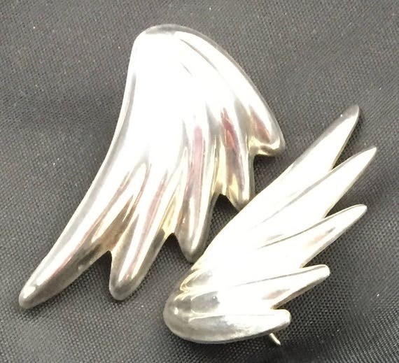 Earrings Taxco Mexico Solid Sterling Silver Wings… - image 2
