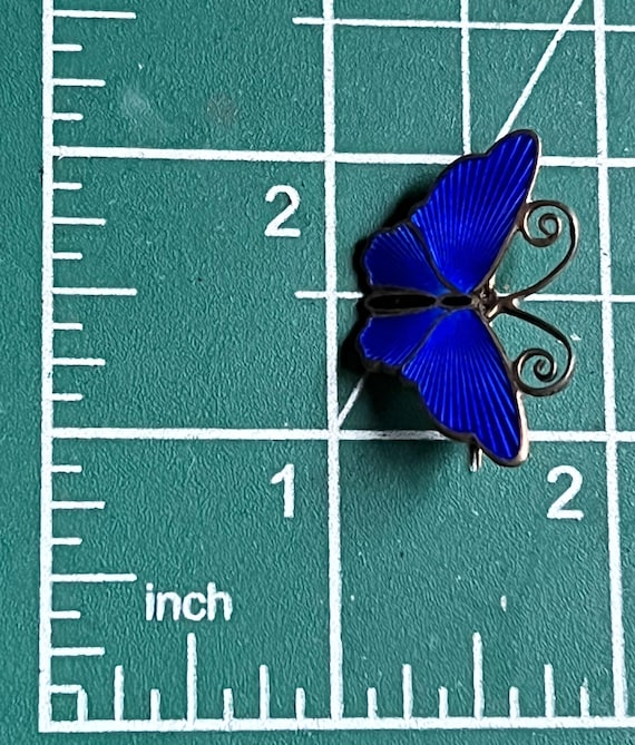 David-andersen Blue Enamel Butterfly Brooch - Norway - Guilloche