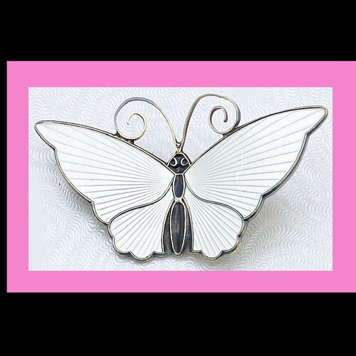 David-Andersen White Enamel Butterfly Brooch Signed shops 2 1/8 Inches