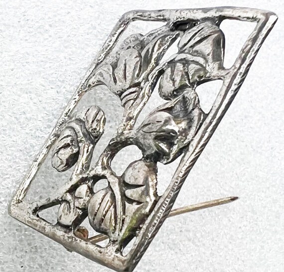 Sterling Silver Trumpet Flower Rectangular Framed… - image 5