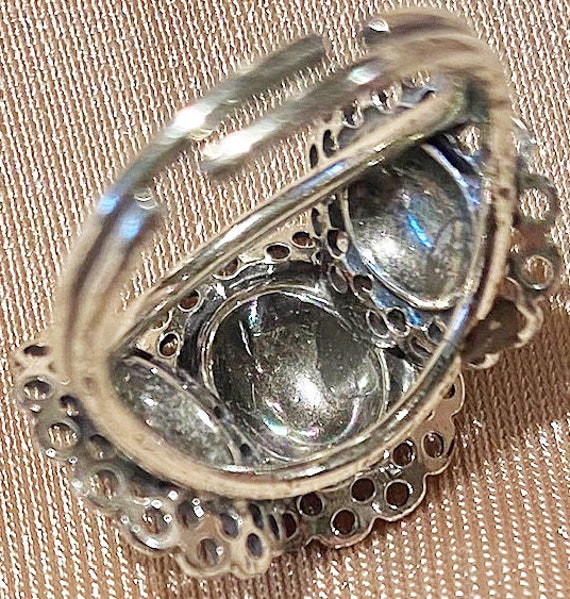 Beau Vintage Sterling Silver Ring Size 6 Adjustab… - image 8