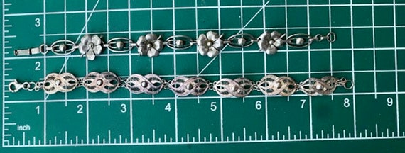 Two (2) Bracelets, Link, Sterling Silver. Vintage… - image 2