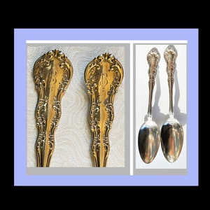 Antique Wallace Silver  RW & S Serving Spoons.  Pair. B Monogram.