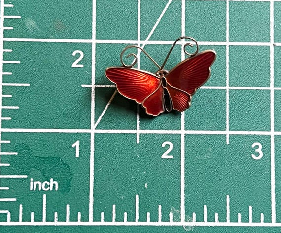 Vintage David-Andersen Red Enamel Butterfly Brooc… - image 2