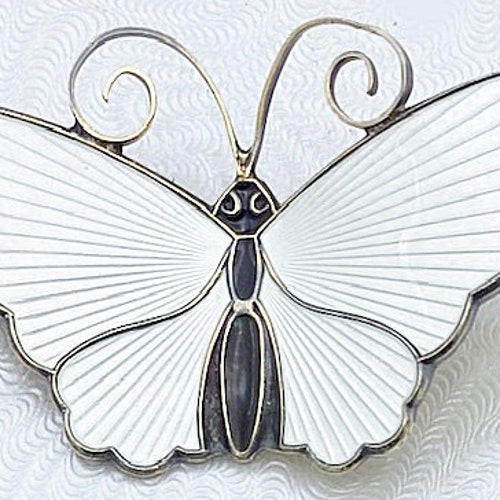 David-Andersen White Enamel Butterfly Brooch Signed shops 2 1/8 Inches