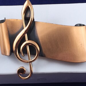 Vintage Copper Renoir Treble Clef  Brooch &quot;ETUDE&quot;
