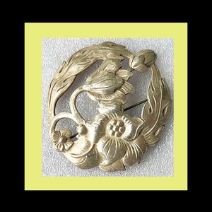 Vintage Large Floral Open Work Cast Sterling Brooch