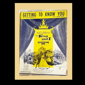 The  King and I. Vintage Sheet Music 1951 &quot;Getting to Know You&quot;