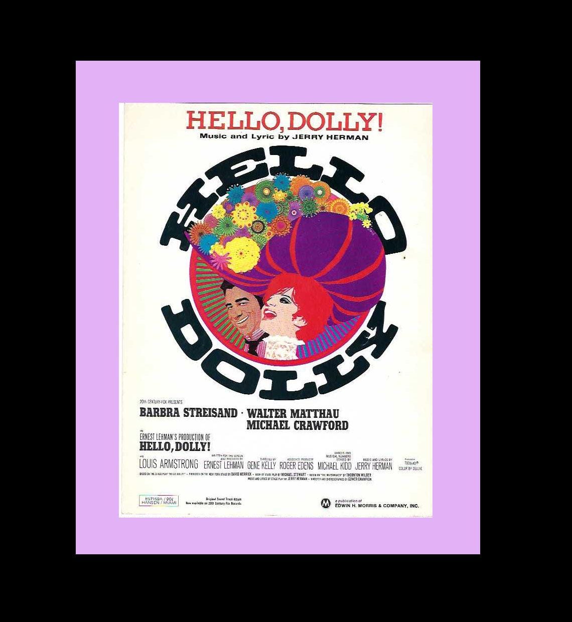 HELLO, DOLLY! Original Sheet Music. 1963. Cover Streisand