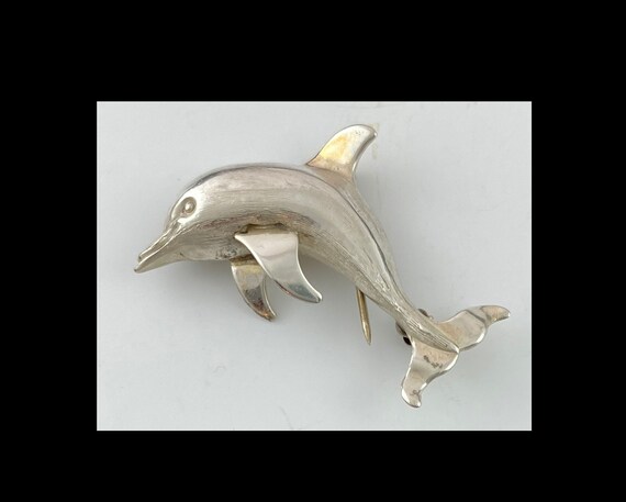 Porpoise Dolphin Pin Brooch by Beau Sterling Silv… - image 1
