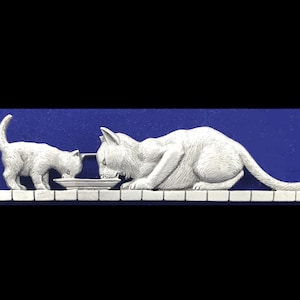 JJ Signed Pewter Figural Cat Brooch circa 1980&#39;s