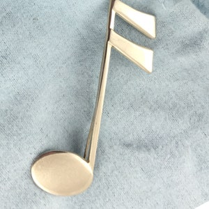 Vintage Lang Musical Note Brooch Pin   in Sterling Silver, Signed. 16th Note