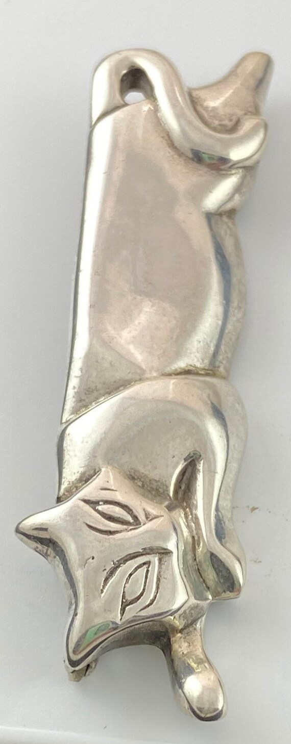 Vintage Sterling Silver Resting Sleek  Cat Broch/… - image 7