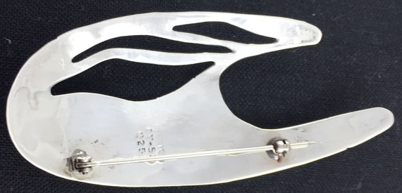 Mexican Vintage Sterling Silver MODERNIST Brooch - image 5