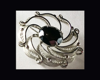 SORRENTO Hematite Brooch/Pendant  Sterling Silver  Vintage  Signed