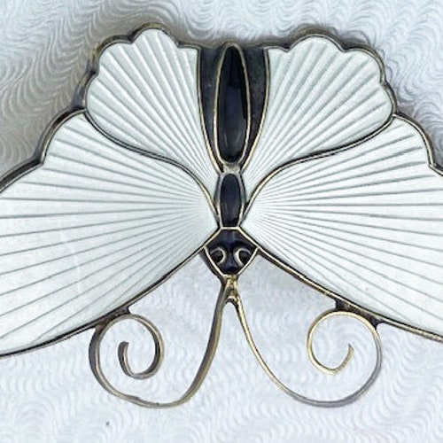 David-Andersen White Enamel Butterfly Brooch Signed shops 2 1/8 Inches
