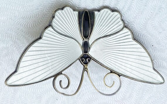 David-Andersen White Enamel Butterfly Brooch Sign… - image 6