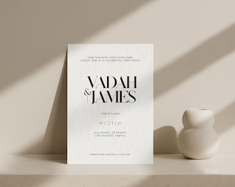 Modern Wedding Invitation Template, Minimalist Wedding Invite, Editable Canva Invitation, Instant Download, Invitation Only