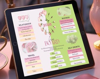2 Custom Vision Board Templates Editable Goal Planner
