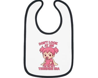 No me mires, estoy en mi era Tsundere, babero de bebé de anime kawaii, lindo paño de alimentación para bebés, regalo divertido para padres, regalo de baby shower Otaku