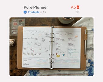A5 Undated Planner Inserts - Daily Weekly Monthly Pages - Habit Tracker PDF - ADHD Printable
