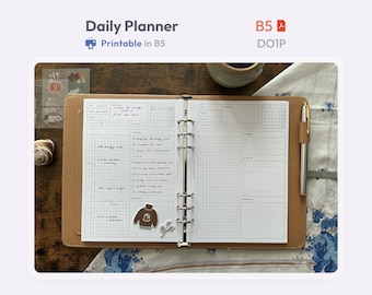 B5 Daily Planner Inserts – Undated Minimalist Ring Binder Refill Pages (PDF Download)