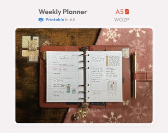 A5 Horizontal Weekly Planner Inserts – Undated Minimalist Ring Binder Refill (PDF Download)