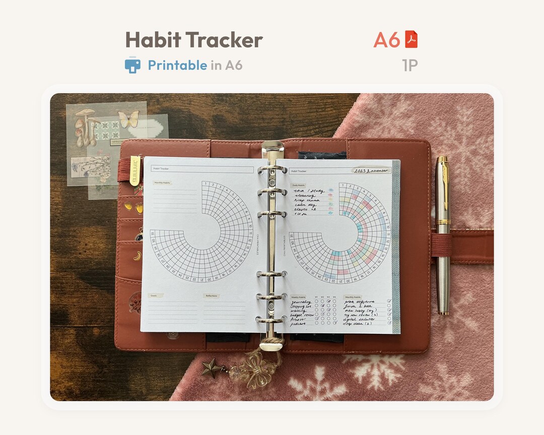 A6 Printable Circle Habit Tracker – Daily Weekly Monthly PDF – Minimal ...