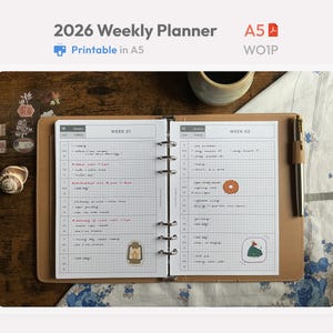 2026 A5 Weekly Planner Printable – Horizontal Hobonichi Layout – Next Week Preview