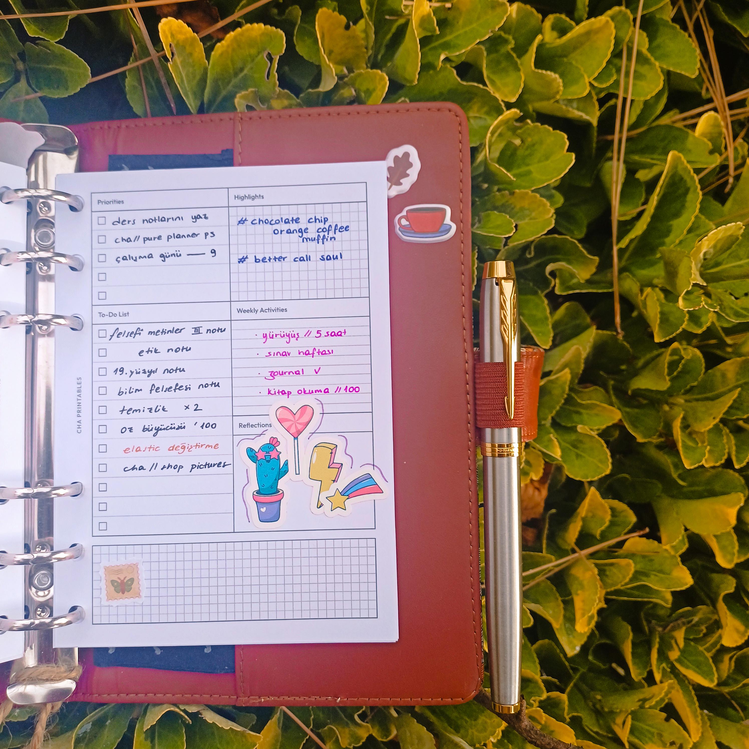 Weekly Planner Inserts A6 Size Printable - Undated Ring Binder Refill ...