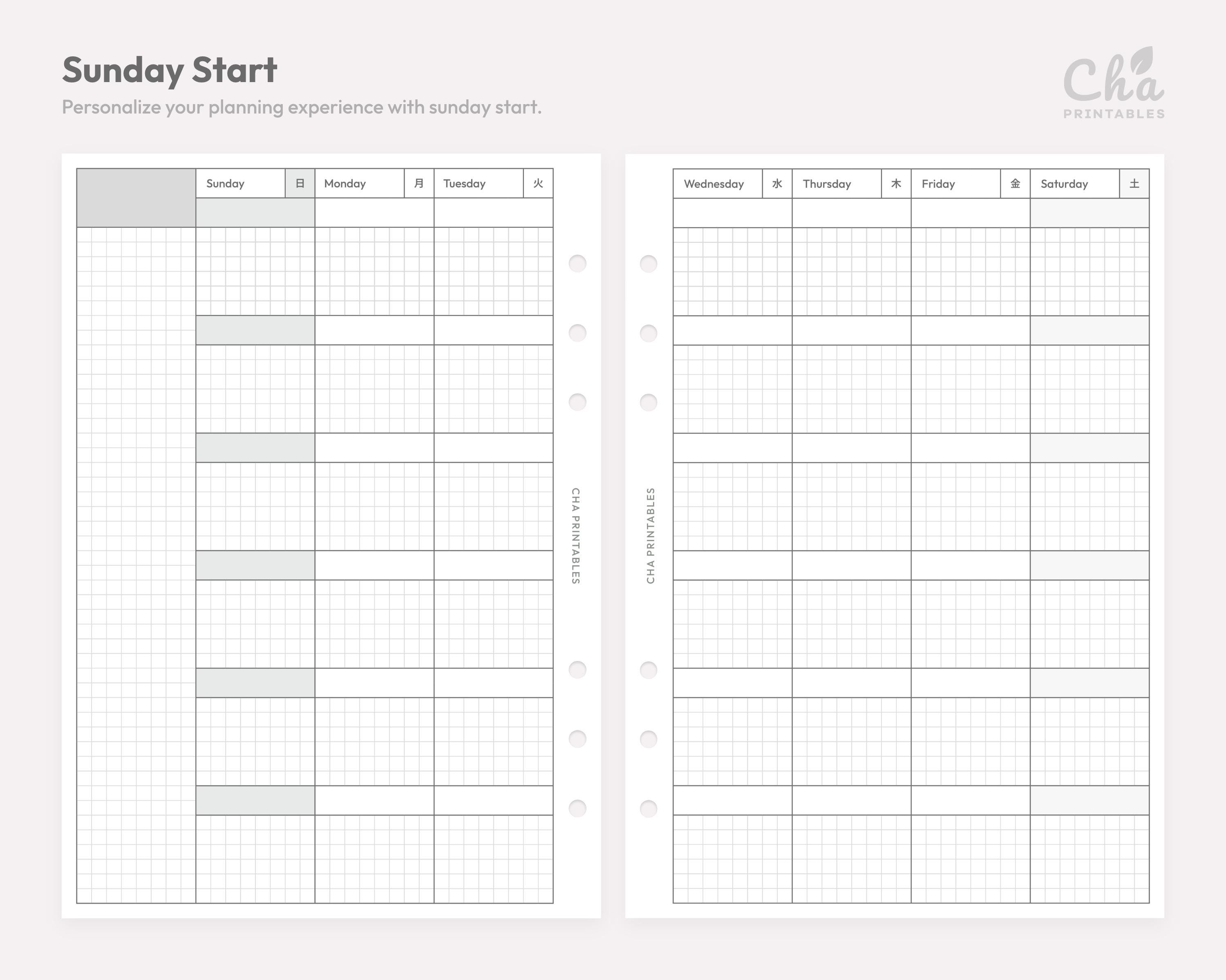 Monthly Planner Inserts A5 Printable - Undated Ring Binder Refill Pages ...