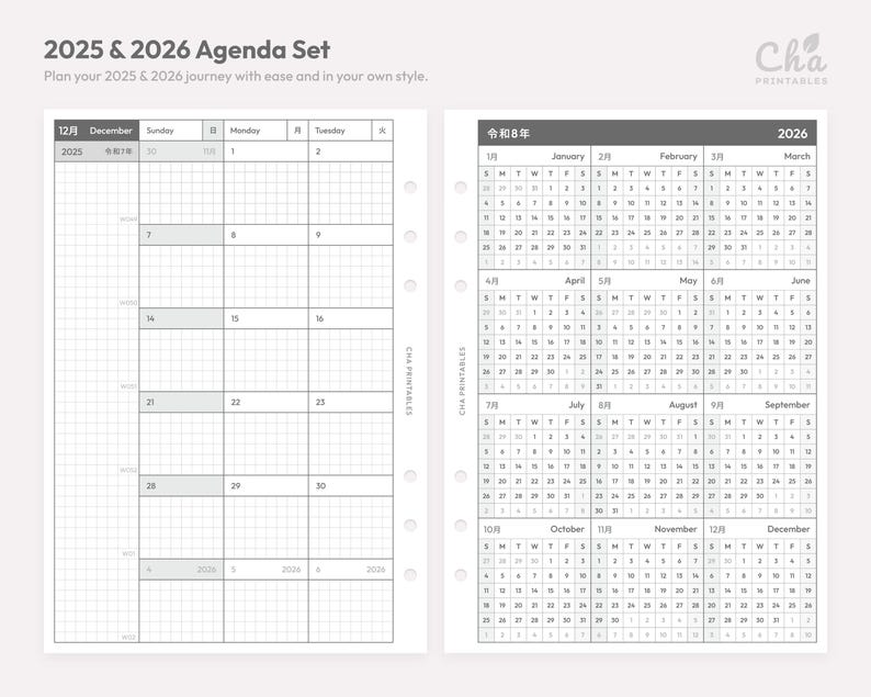 2026 Monthly Planner Inserts A5 Size Printable - Dated Ring Binder ...