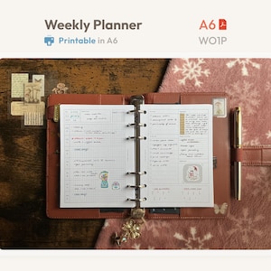 Inserti per agenda Hobonichi formato A6 orizzontale – Ricarica per raccoglitore ad anelli senza data (Download PDF)