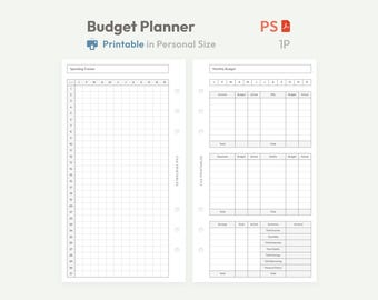 Monthly Budget Planner Personal Size Inserts – Undated Ring Binder Printable – Filofax Dupe