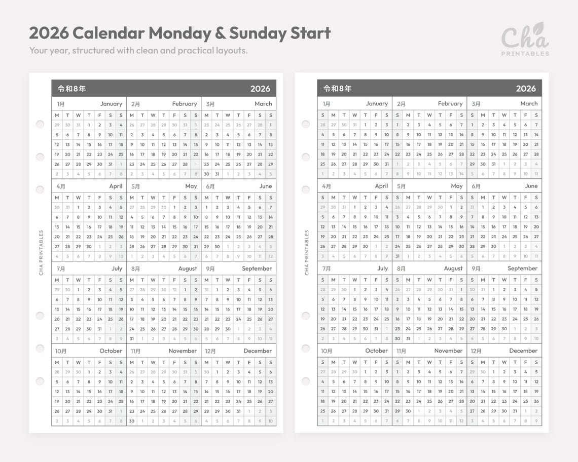 2026 Weekly Planner Inserts A5 Size Printable - Dated Ring Binder ...