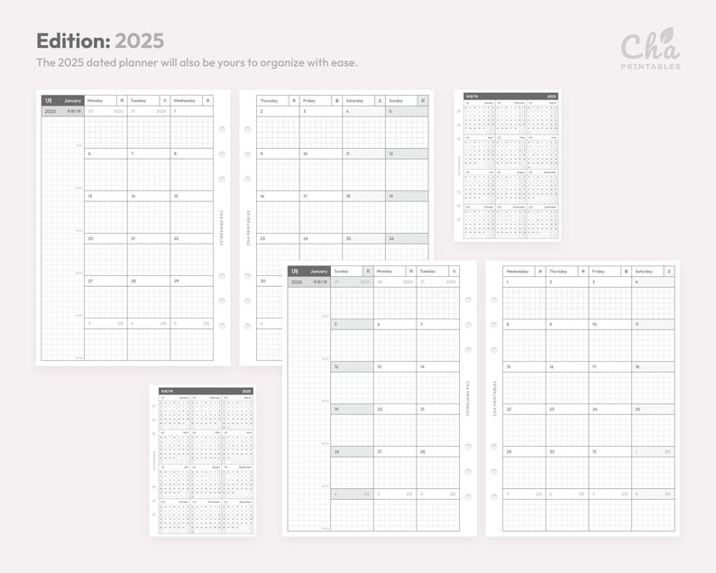 2026 Monthly Planner Inserts A5 Size Printable - Dated Ring Binder ...