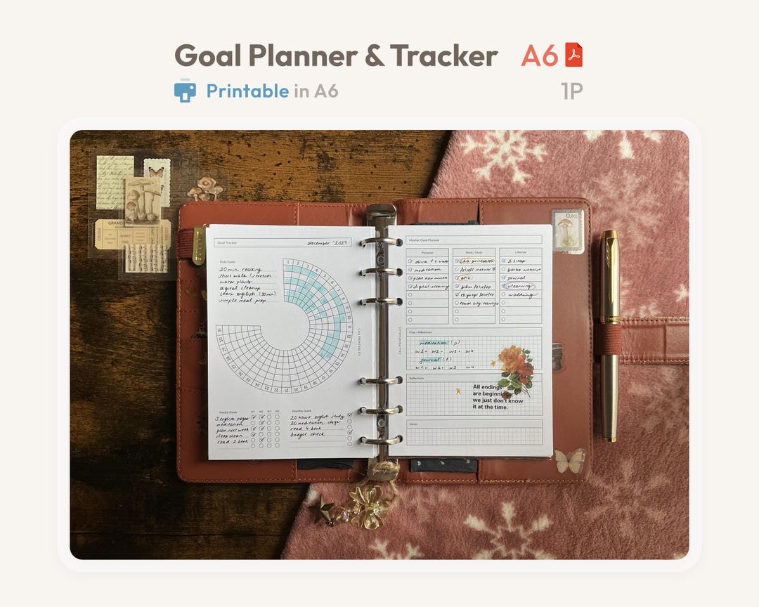 Goal Planner Bundle - Goal Tracker A6 Size Printable PDF - Productivity ...