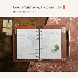 Goal Planner Bundle - Goal Tracker A6 Size Printable PDF - Productivity Planning Binder Insert
