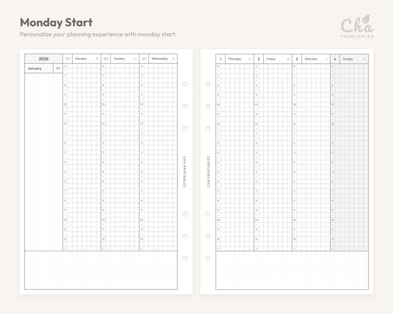 2026 Weekly Planner Inserts A6 Size Printable - Dated Ring Binder ...