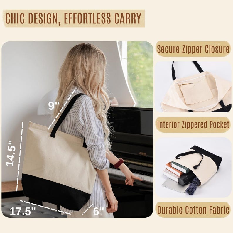 Bolso de mano para abuela, personalizado en dos tonos (con cremallera y nombre personalizado). imagen 11