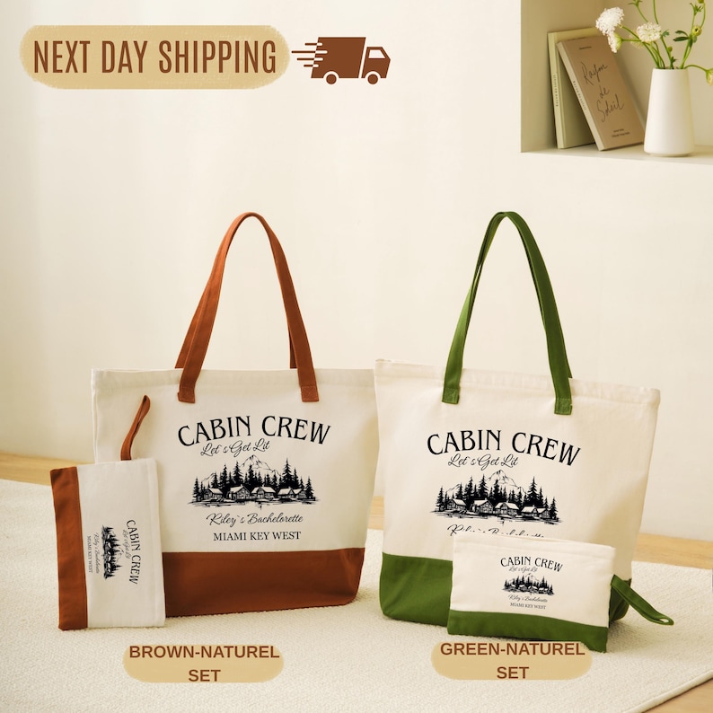 Custom Bachelorette Tote Bag: Cabin Crew, Camp Bride, Bridal Shower - Etsy