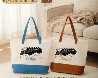 Guitar Tote Bag: Music Player Gift (With Zipper Pocket)