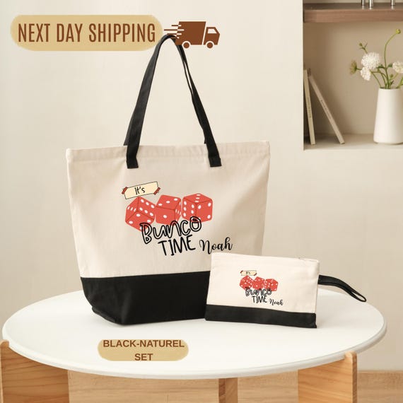 Bunco Game Tote Bag, Cotton Canvas, Colorful (Zippered, Personalized)